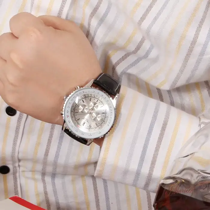 JARAGAR réplique originale grand cadran multifonctionnel automatique homme montre en cuir Vintage mécanique étanche hommes montres