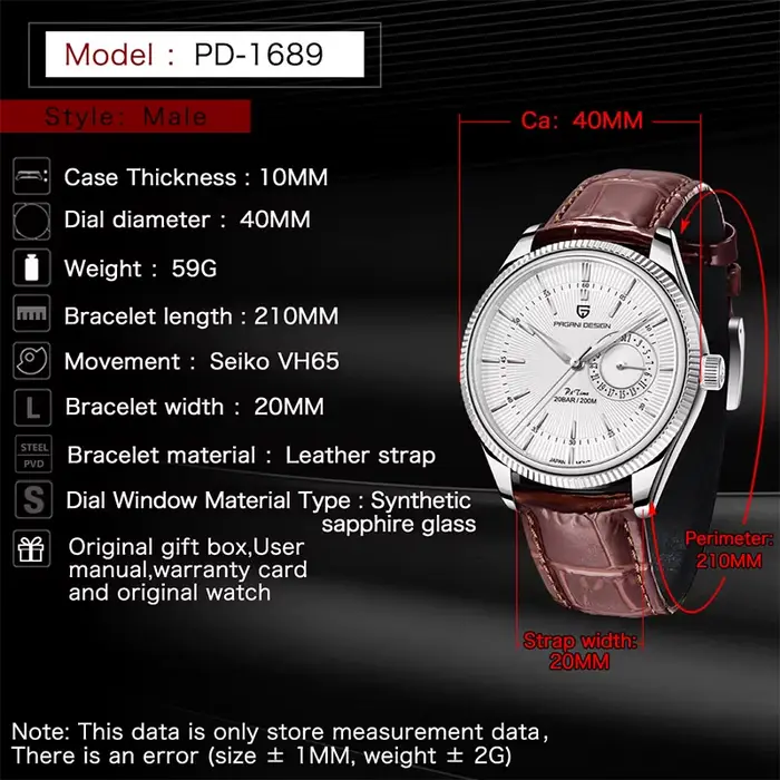 40mm hommes montre haut de gamme PAGANI DESIGN luxe