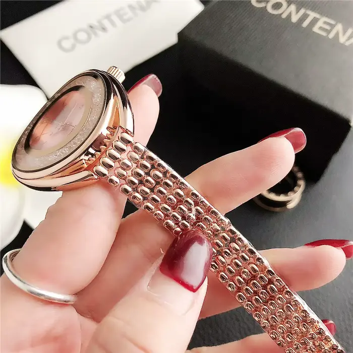 Nouvelle montre pour femmes haut de gamme de luxe en acier inoxydable cadran strass montre-bracelet résistant à l'eau