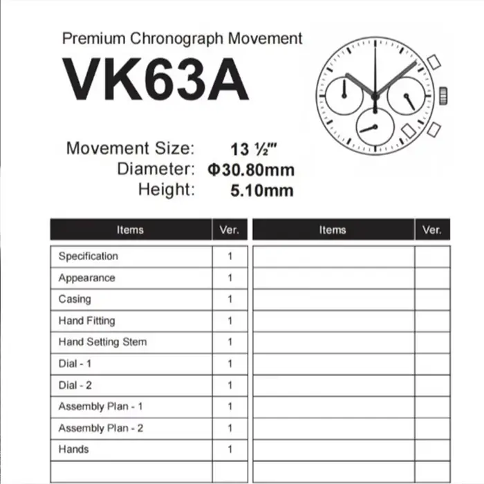 Horloge à Quartz Dwayne Campbell VK63 Mouvement Date à 3 Heures Chronographe Montre Accessoire Occasionnels Spéciaux