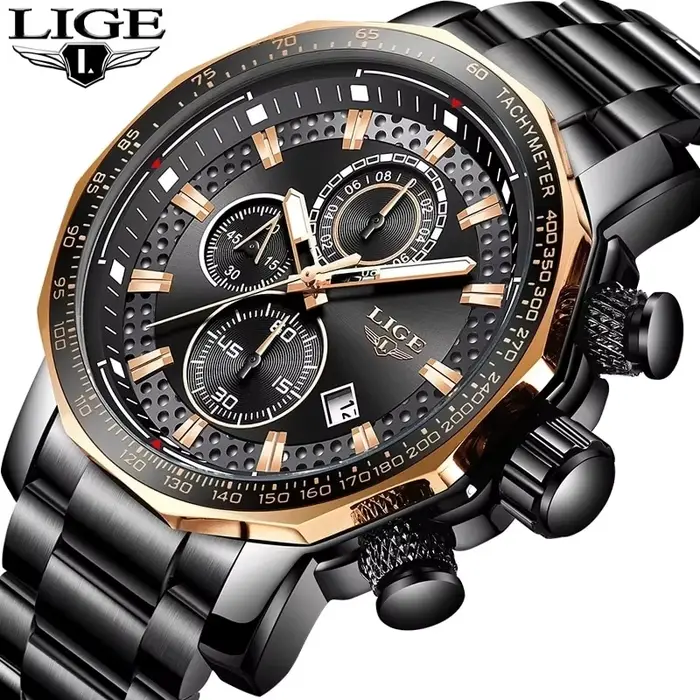 Nouveau Sport Chronographe Hommes Montres Top Marque De Luxe En Acier Plein Quartz Horloge Étanche Grand Cadran Montre