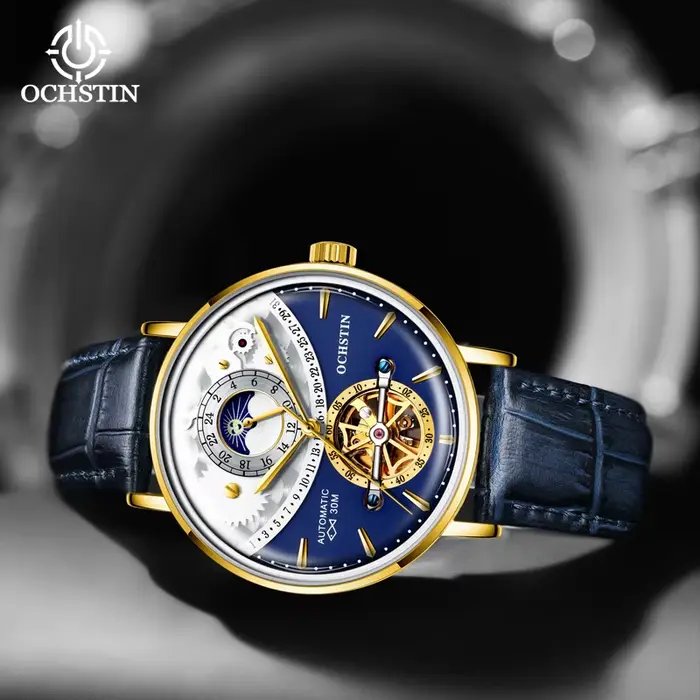 Ochstin modèle chaud soleil et lune montre entièrement automatique volant d'inertie mouvement mécanique