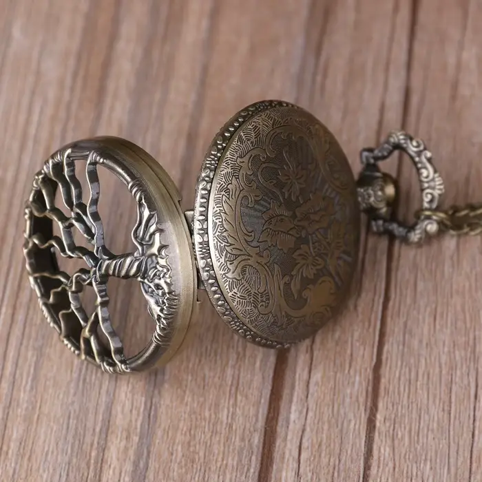 Montre de poche arbre de vie en Bronze pour hommes et femmes