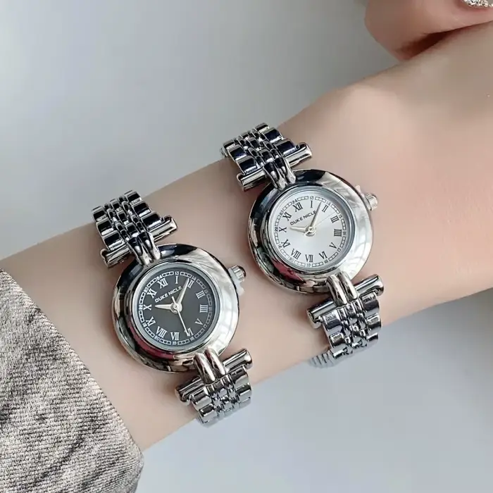 Montre KCALOE Cadran Romain Bracelet Acier Inoxydable Femmes Occasions Spéciales Quartz Bronze Café Rose Multicolore