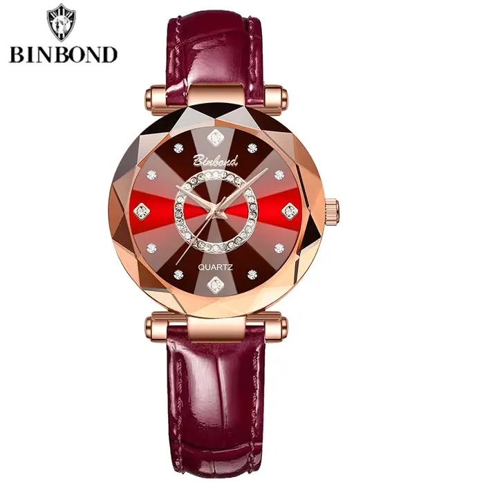 Montres élégantes pour femmes BINBOND, montre-bracelet pour femmes avec miroir en forme de losange, 
