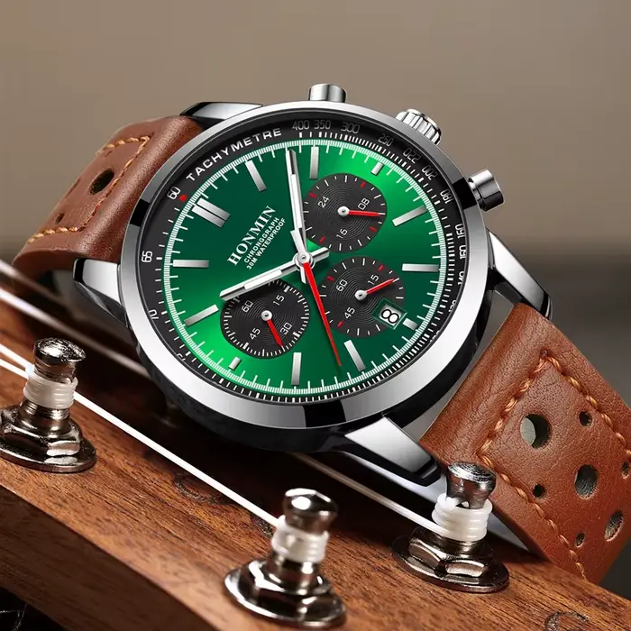 HONMIN homme montre de luxe de haute qualité étanche chronographe lumineux