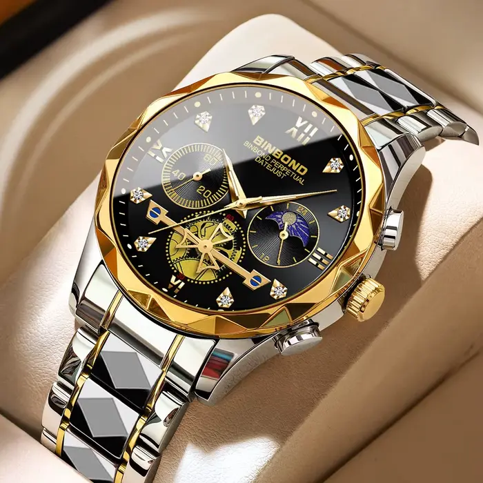 Montre pour hommes haut de gamme affaires étanche bracelet en acier lumineux