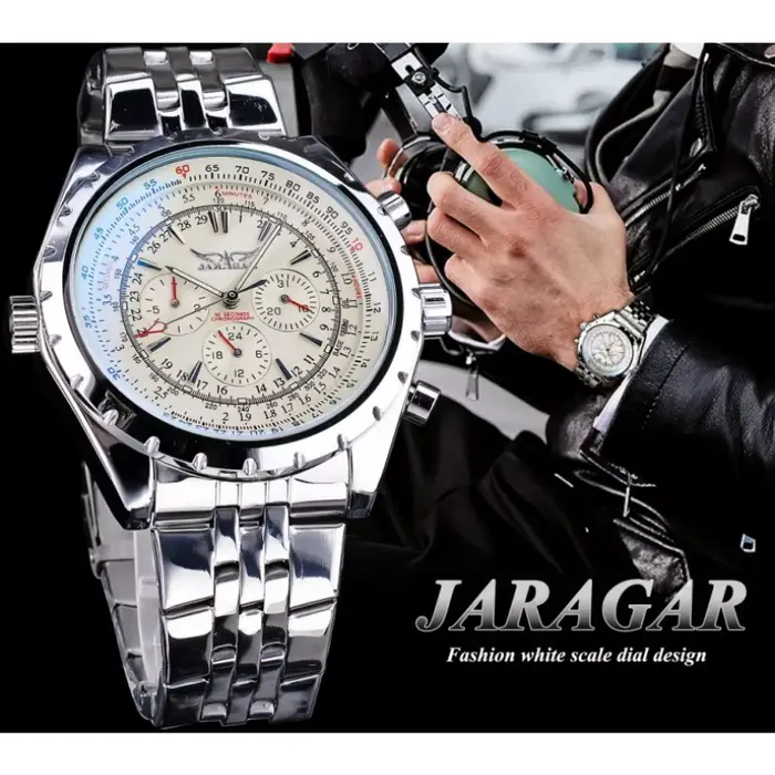 JARAGAR 212 mode hommes montre mécanique automatique étanche en acier inoxydable calendrier lumineux luxe homme d'affaires montres