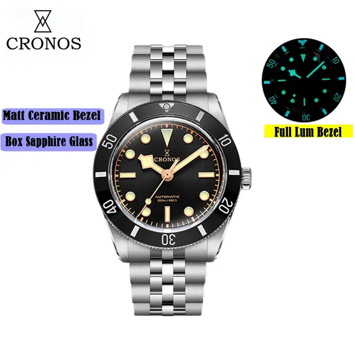 Montres de luxe Cronos pour hommes 37mm 39mm Diver BB54 Vintage Automatique Lunette en aluminium mat/maillé Maillons de bracelet pour femme Saphir 20 Bar L6033 M