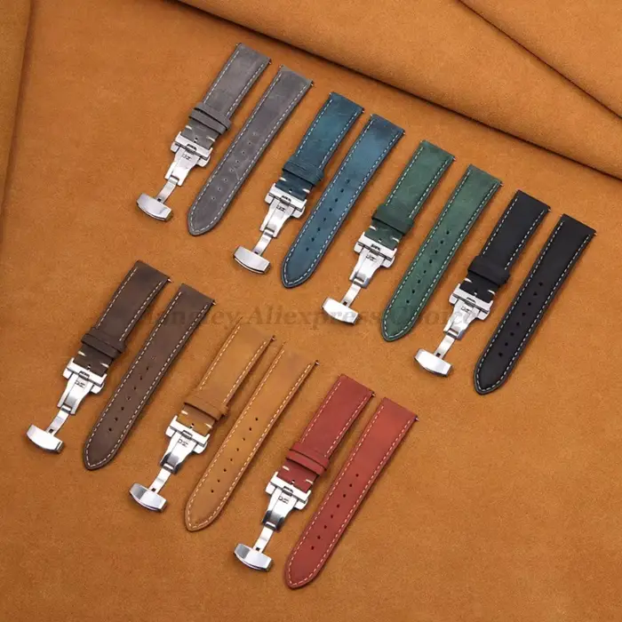Bracelet de montre en cuir de veau véritable pour Seiko