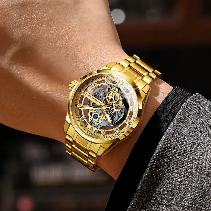 Montre-bracelet à quartz vintage de luxe BINBOND pour homme