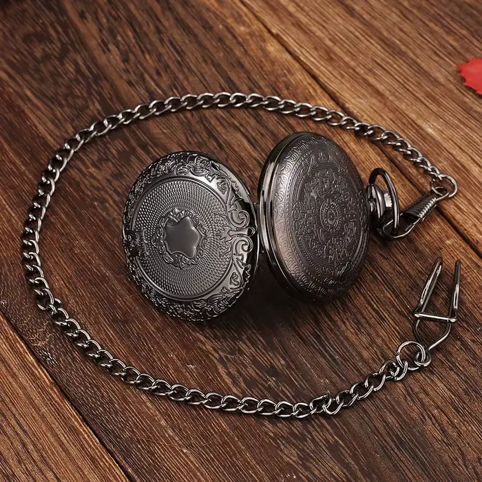 Montre à Quartz avec chaîne de poche pour hommes
