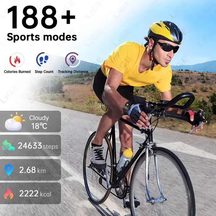 Montre connectée LIGE surveillant de la santé avec suivi de la fréquence cardiaque, sommeil et activité sportive pour hommes et femmes occasions quotidiennes et sportives