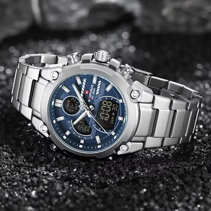 Montre-bracelet NAVIFORCE NF9278 multifonction sportive pour homme avec double affichage analogique-digital et chronographe