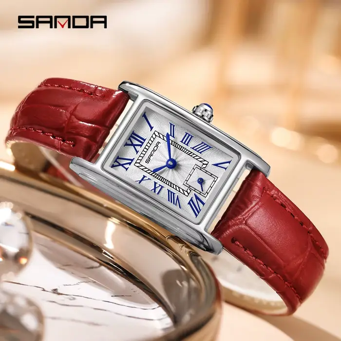 SANDA Top Fashion 1116 montre pour femme Design élégant cadran rectangulaire étanche mouvement à Quartz