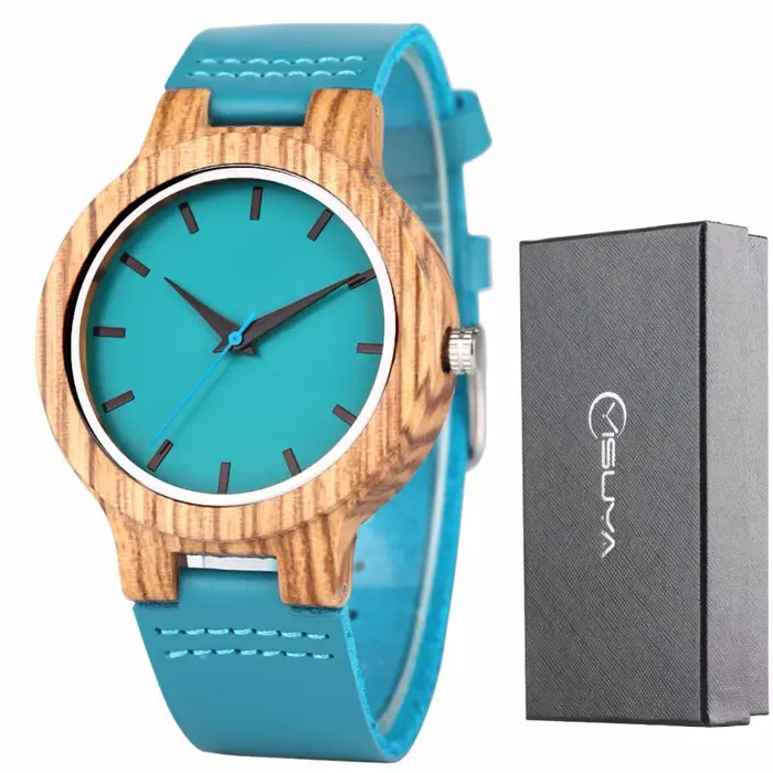 Montre en bambou et bois d'ébène pour hommes
