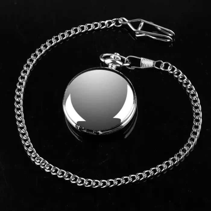 Montre de poche à quartz en argent pour hommes et femmes