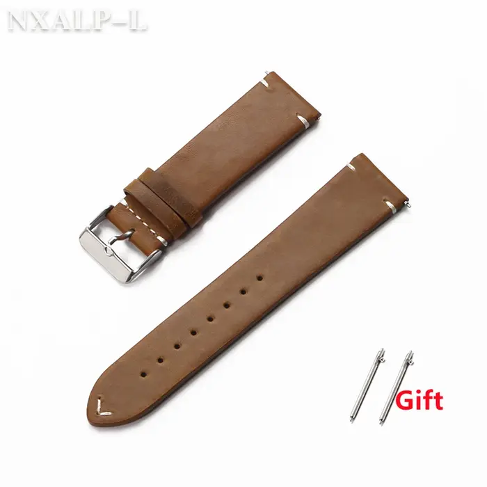 Bracelet de montre Vintage en cuir de cire d'huile pour Omega