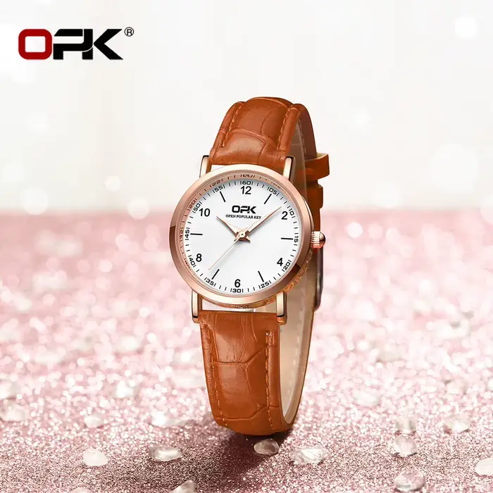 OPK 8613 montre pour femme Original élégant Simple marque montre-bracelet à Quartz étanche lumineux bracelet en cuir