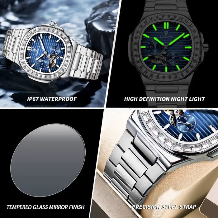 Montre automatique tourbillon BINBOND originale pour homme