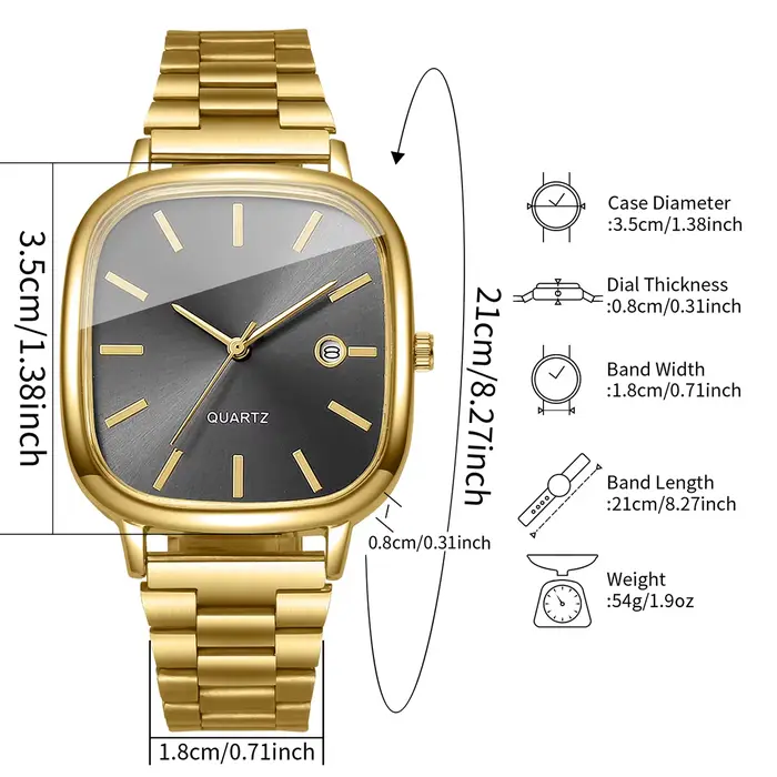 Montre homme yolako à quartz avec calendrier analogique, design carré et fermeture à crochet pour homme occassions spéciales