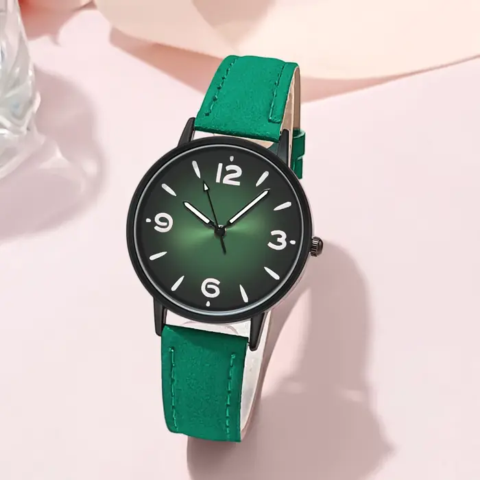 Montre-bracelet à quartz en cuir PU pour femme, horloge décontractée, cadeau
