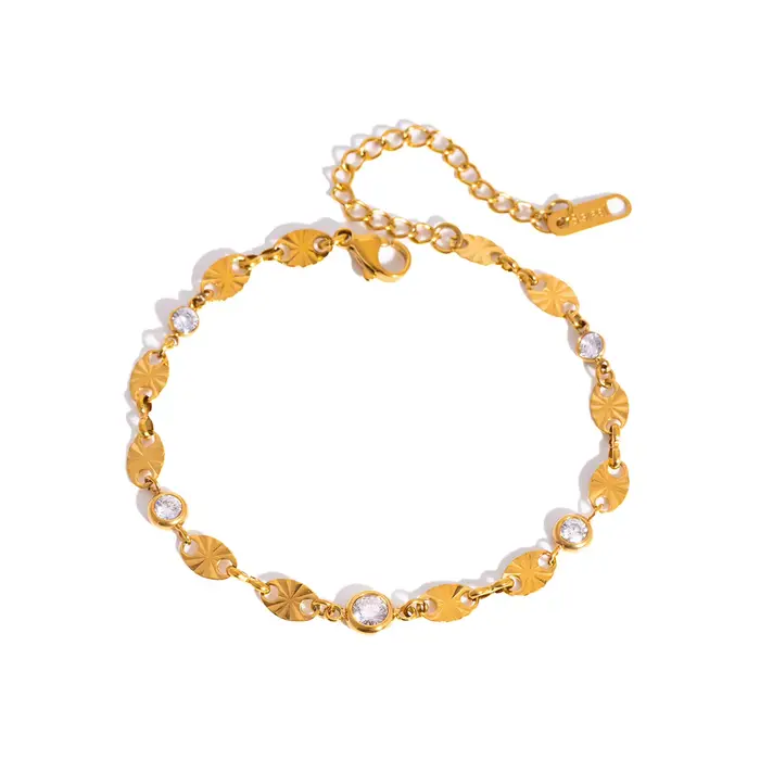 Bracelet chaîne plaqué or 18 carats pour femme