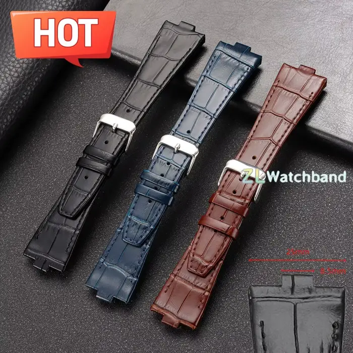 Bracelet de montre en cuir de haute qualité 25mmx8.5mm pour Vacheron Constantin Overseas 47450 49150 47040 4500V 5500V