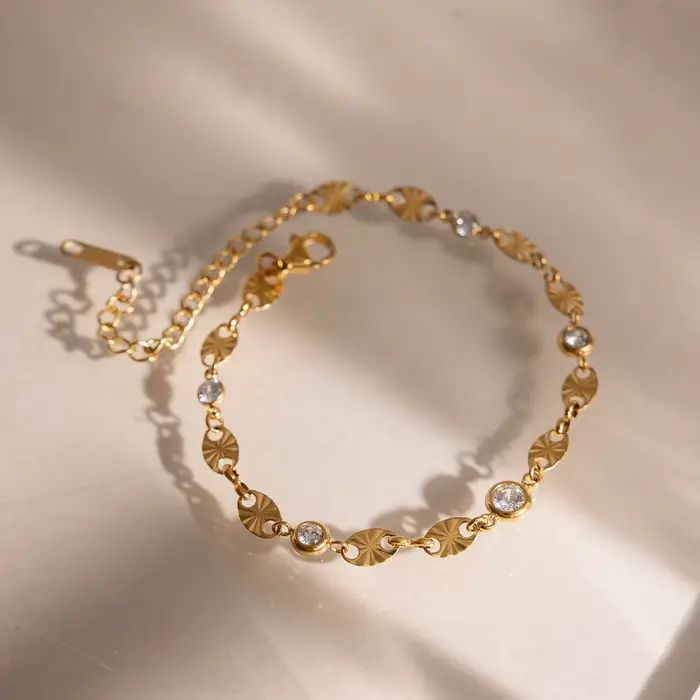 Bracelet chaîne plaqué or 18 carats pour femme