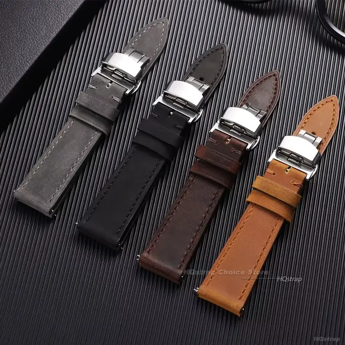 Bracelet de montre en cuir Vintage 18 19 20 21 22mm pour Omega hommes femmes