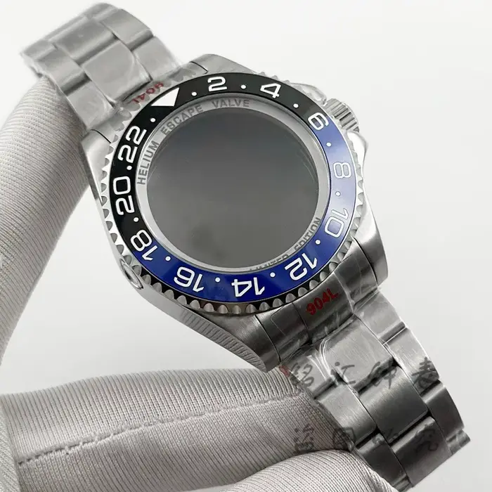 Boîtier de montre en acier inoxydable argenté 44MM SEA Big DEEP Homage avec verre saphir