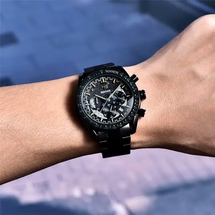 BENYAR mode Sport montre hommes haut de gamme de luxe noir mâle chronographe horloge militaire en acier inoxydable étanche montre-bracelet 5120