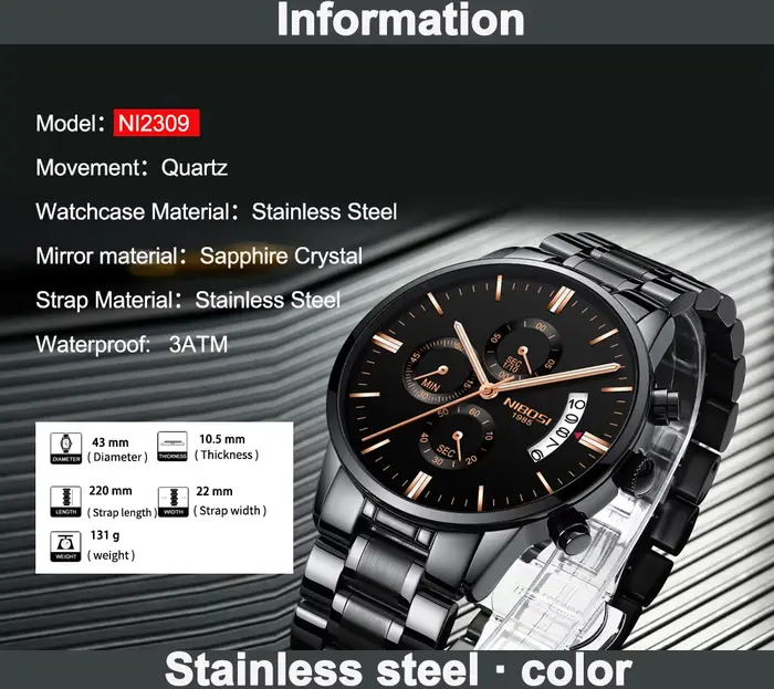 NIBOSI hommes montres de luxe haut marque Relogio Masculino célèbre
