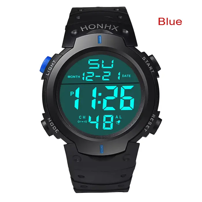Montre numérique à affichage LED pour hommes et femmes, chronomètre électronique, montre à main, mon