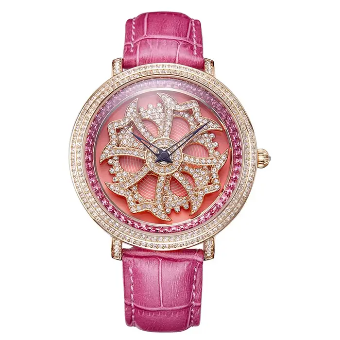 Davena Lady montre pour femme Spin cristal strass heures mode Bracelet en cuir véritable luxe fille 