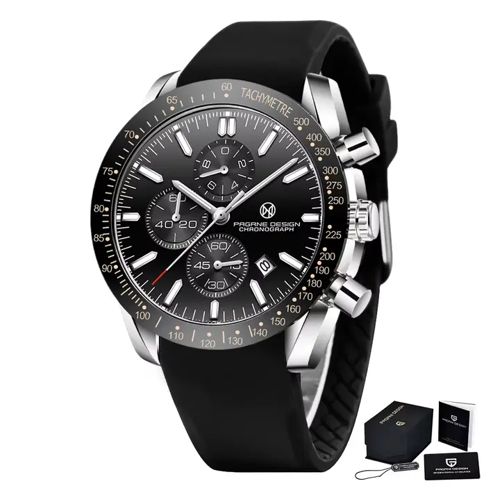 (PAGRNE) Montres à quartz pour hommes PAGANI DESIGN, étanche, luxe, affaires, saphir, acier inoxydab