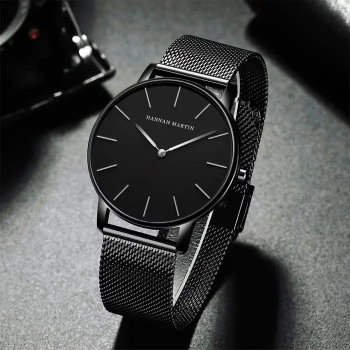 Hannah Martin montre à Quartz pour hommes d'affaires mouvement Original japonais en acier inoxydable décontracté Ultra