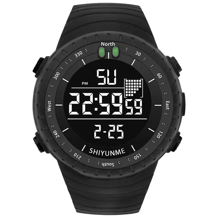 Montre sport étanche 50m avec affichage LED lumineux, chronographe, calendrier complet et alarme pour homme occasions spéciales