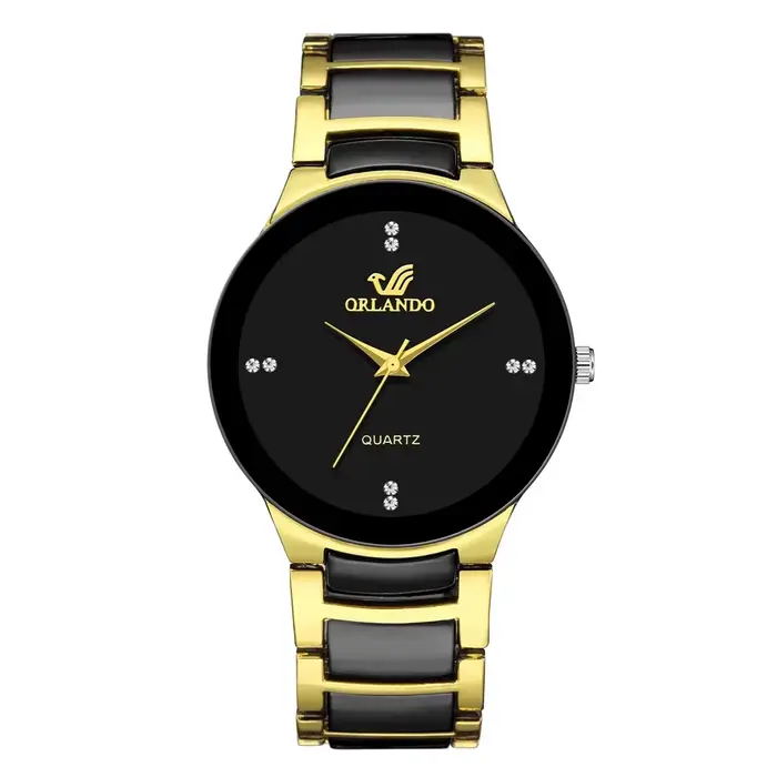 Montre d'affaires à quartz en acier pour hommes, cadran noir, offre spéciale