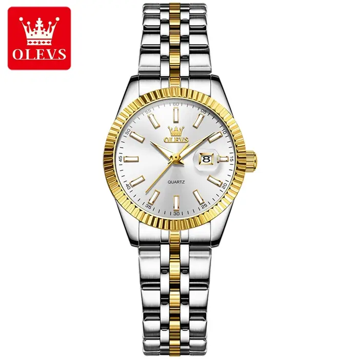 OLEVS 5593 femme montre en acier inoxydable étanche Auto Date élégante dames montre-bracelet de luxe Original