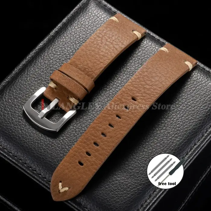 Bracelet de montre en cuir véritable fait à la main