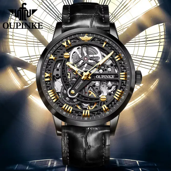 OUPINKE 3173 montres mécaniques automatiques originales pour hommes en acier inoxydable étanche lumineux entièrement