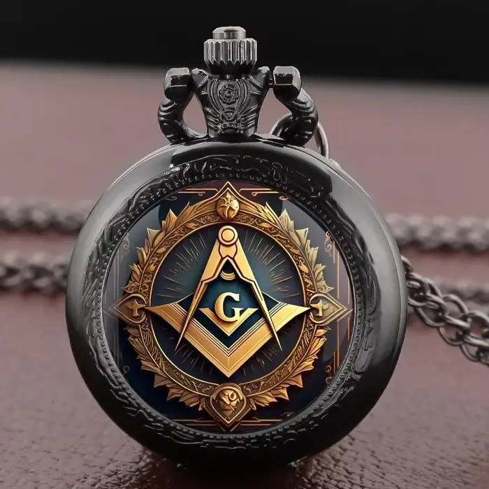 Montre de poche vintage en verre bombé avec motif Franc-Maçonnerie pour homme et femme, cadeau créatif pour occasions spéciales et mode élégant