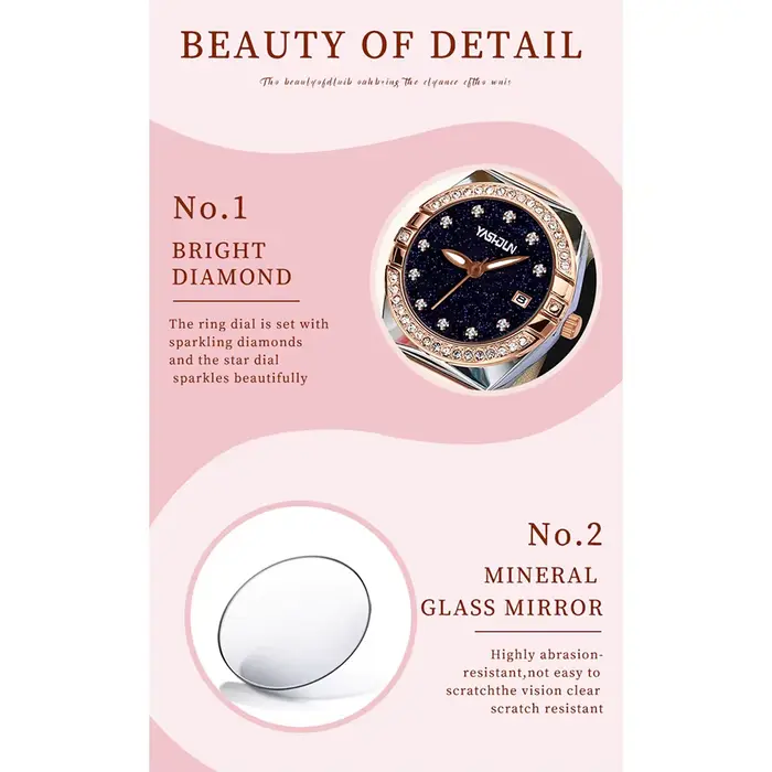 Montre élégante pour femme résistante à l'eau avec date et bracelet en acier inoxydable occasionnels et formels