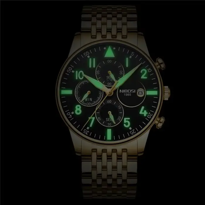 Montre NIBOSI Quartz pour Hommes Style Luxe Affaires et Sport Occasions Spéciales Robuste Étanche Blanc Bleu Ciel Bronze Brun