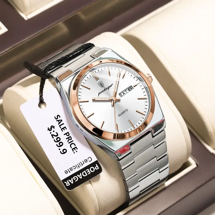 POEDAGAR montres de luxe pour hommes en acier inoxydable étanche lumineux homme montre Date semaine mode décontracté