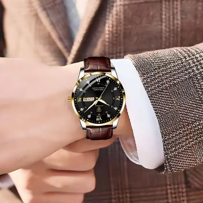 POEDAGAR marque de luxe hommes montres étanche lumineux en cuir Quartz homme montre-bracelet sport décontracté montre