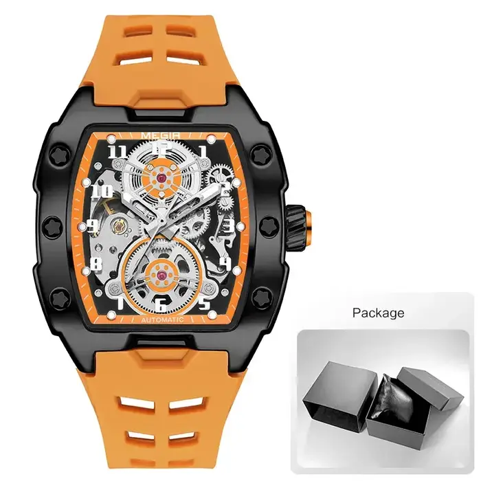 Montre automatique MEGIR 8602 Fashion Orange pour homme