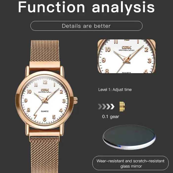 OPK 8115 femmes montre mode affaires Simple en acier inoxydable maille ceinture étanche lumineux