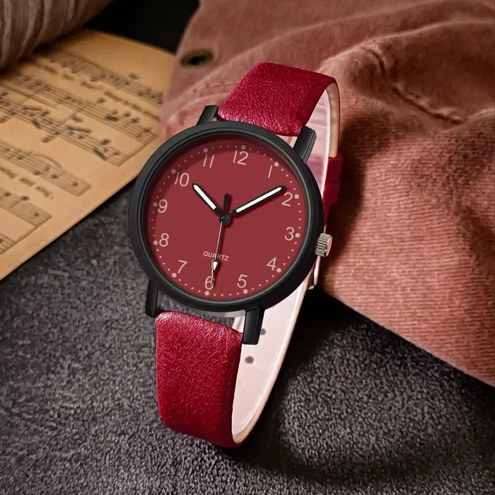 Montre Vintage pour femmes bracelet en cuir montre-bracelet montres à Quartz